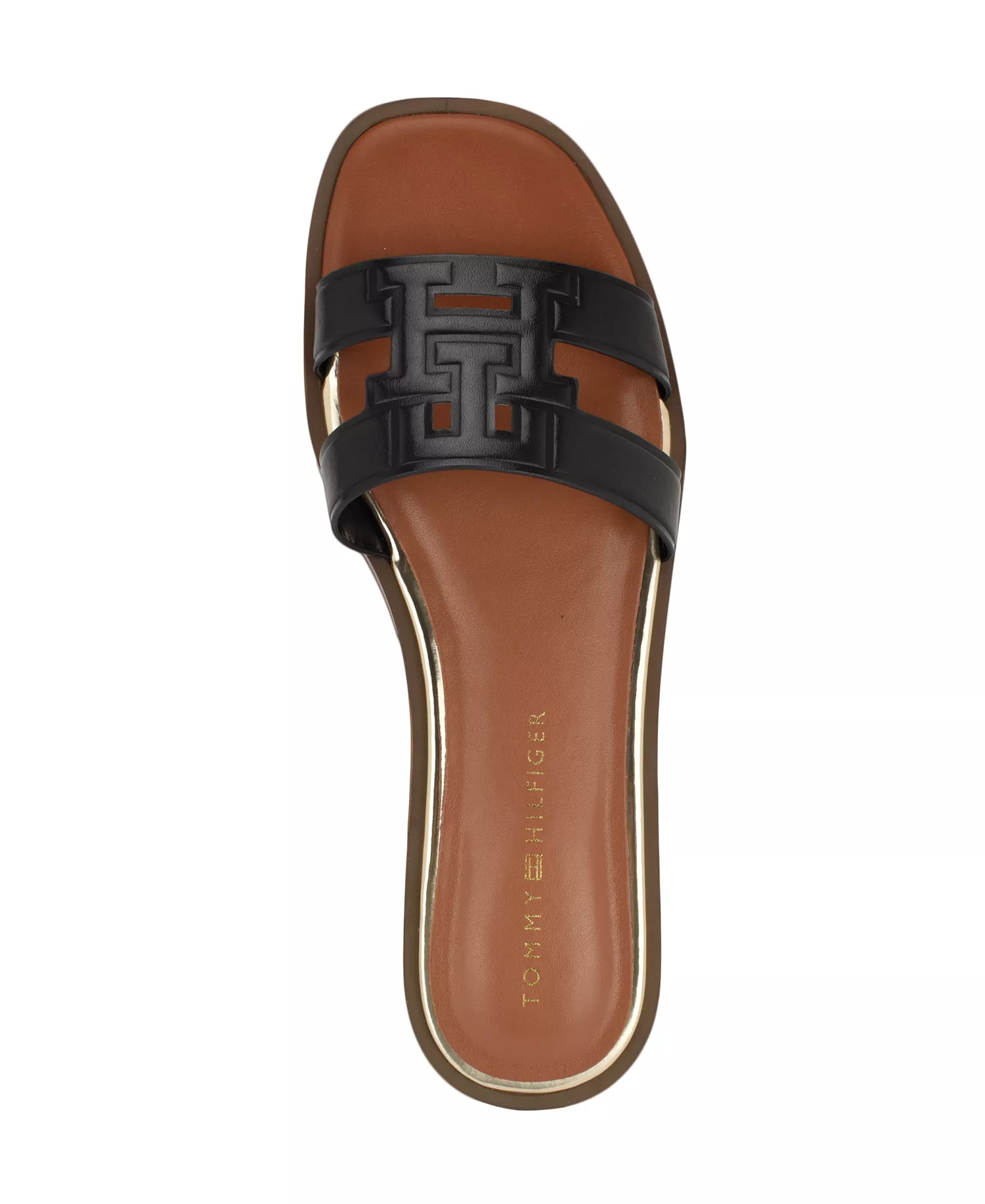 Women's Terenz Logo Strap Flat Slide Sandals - Black - 11M
