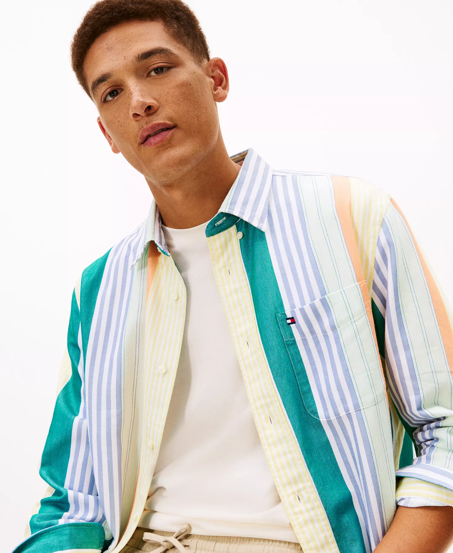 Men's Oxford Candy Stripe Shirt - Citronella / Multi Stripe - L