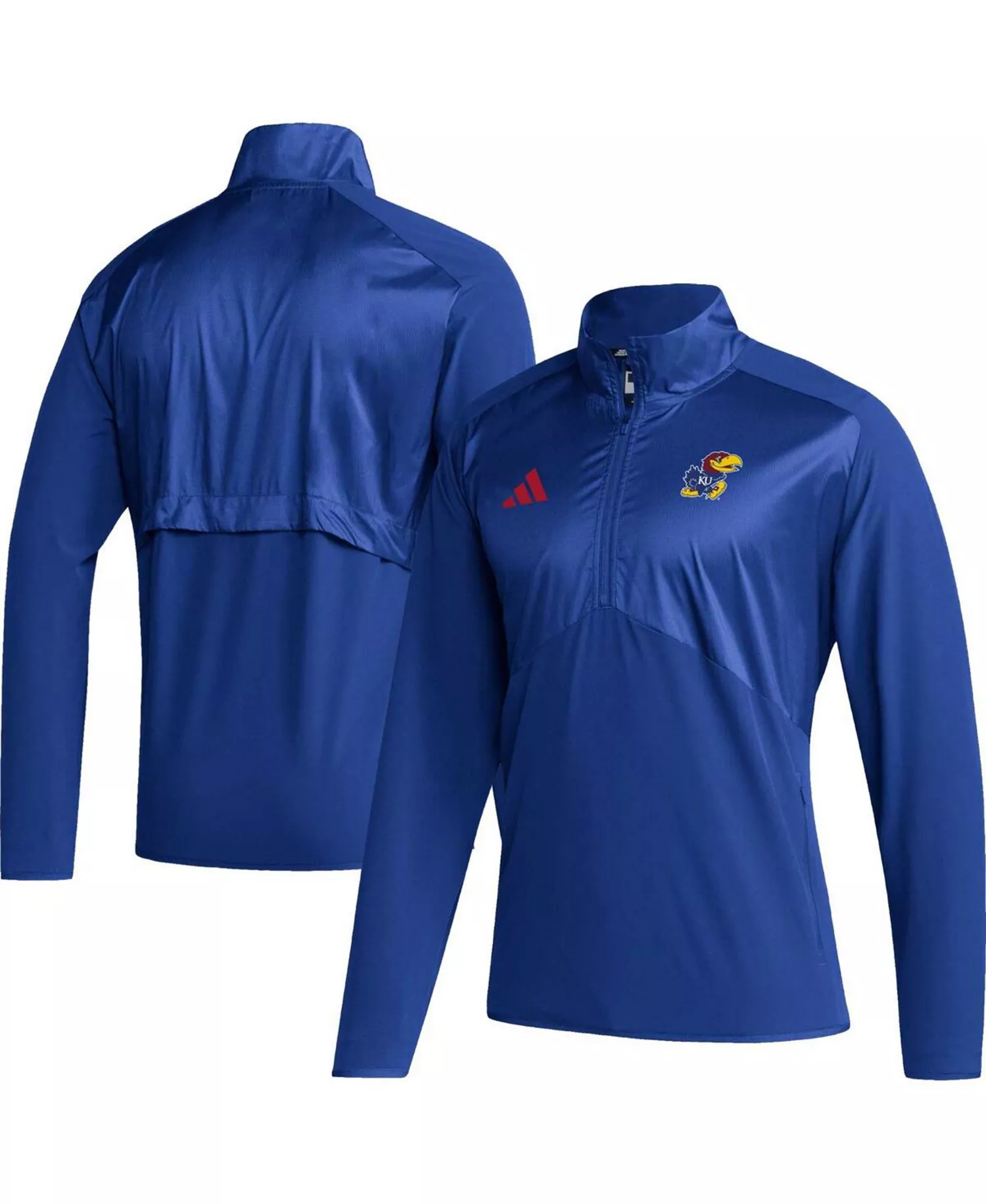Men's Royal Kansas Jayhawks Sideline AEROREADY Raglan Sleeve Quarter-Zip Jacket - Royal - 2XL