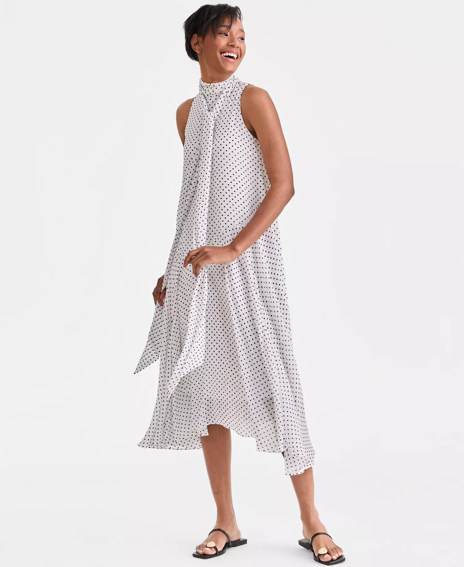 Women's Printed Sleeveless Midi Dress, Macy's Exclusive - Debbie Dots - L