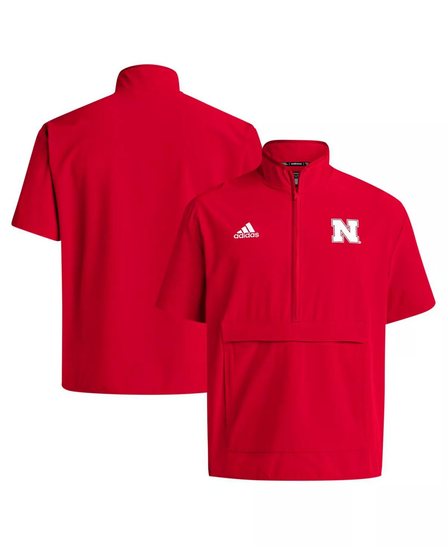 Men's Scarlet Nebraska Huskers Coaches Sideline Half-Zip Short Sleeve Jacket - Scarlet - M