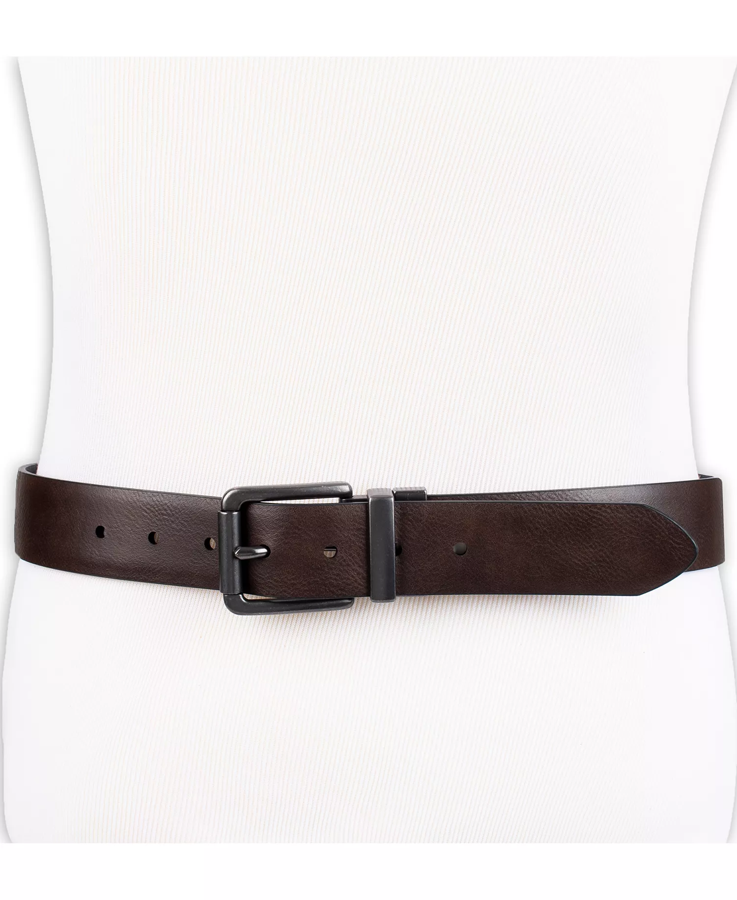 Men's Plaque Buckle Reversible Stretch Belt - Black/Brown - L (38-40)
