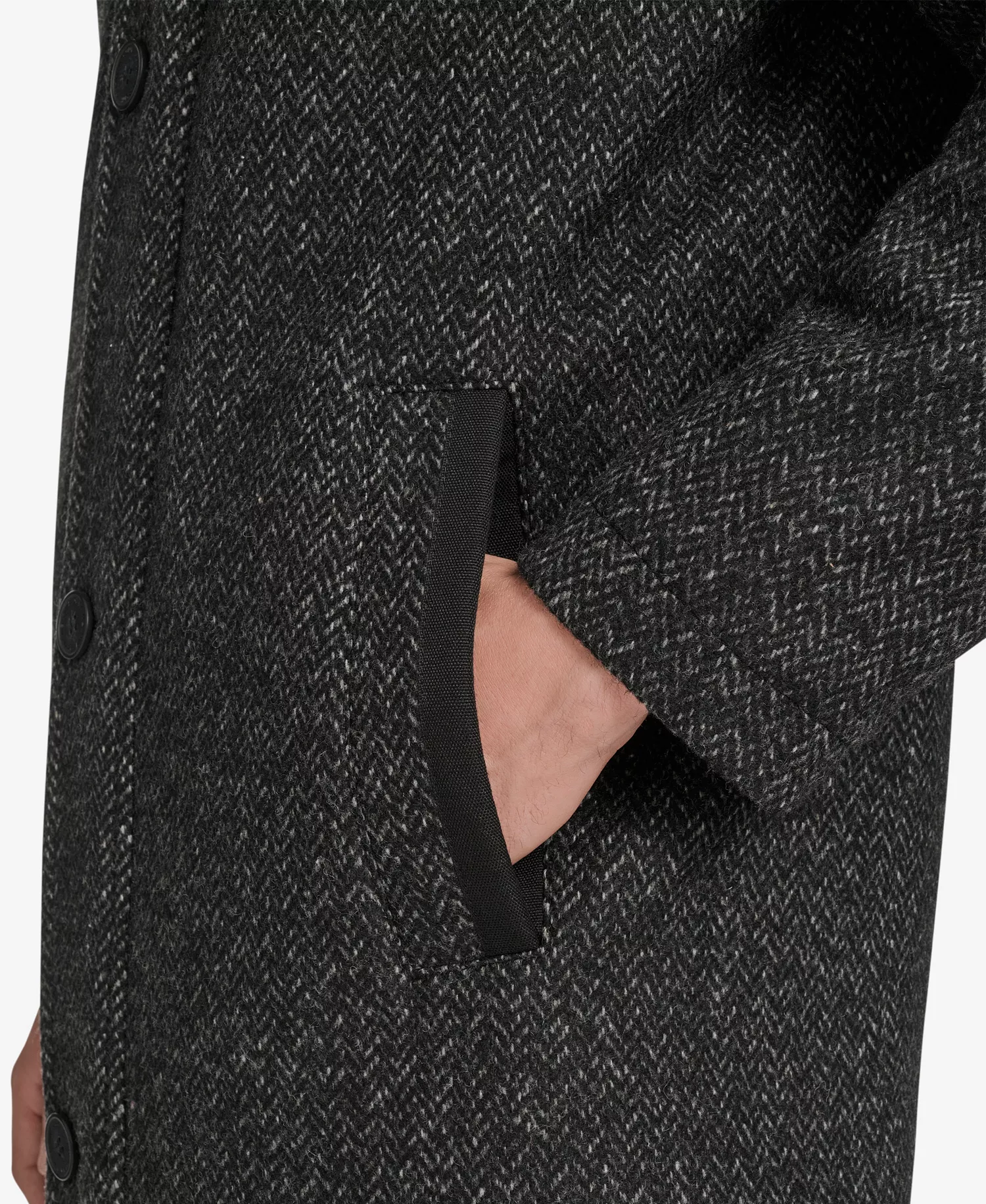 Men's Dorsey Plaid Jacket - Black Herringbone - 2XL
