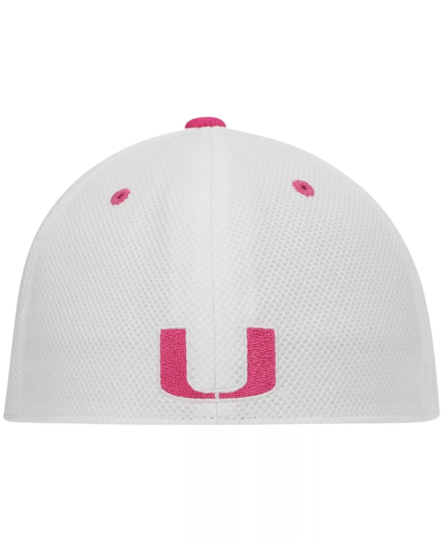 Men's White and Pink Miami Hurricanes On-Field Baseball Fitted Hat - White, Pink - 7 3/4
