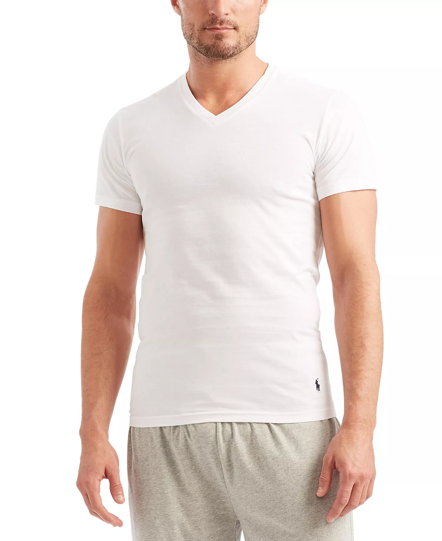Men's 5-Pack Slim Fit Classic Cotton V-Neck T-Shirts - White Pack - L