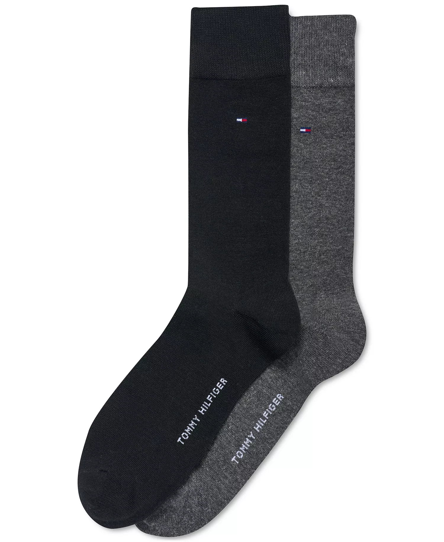 Men's Solid Dress Socks, 2-Pack - Black/Gray - ONE SIZE