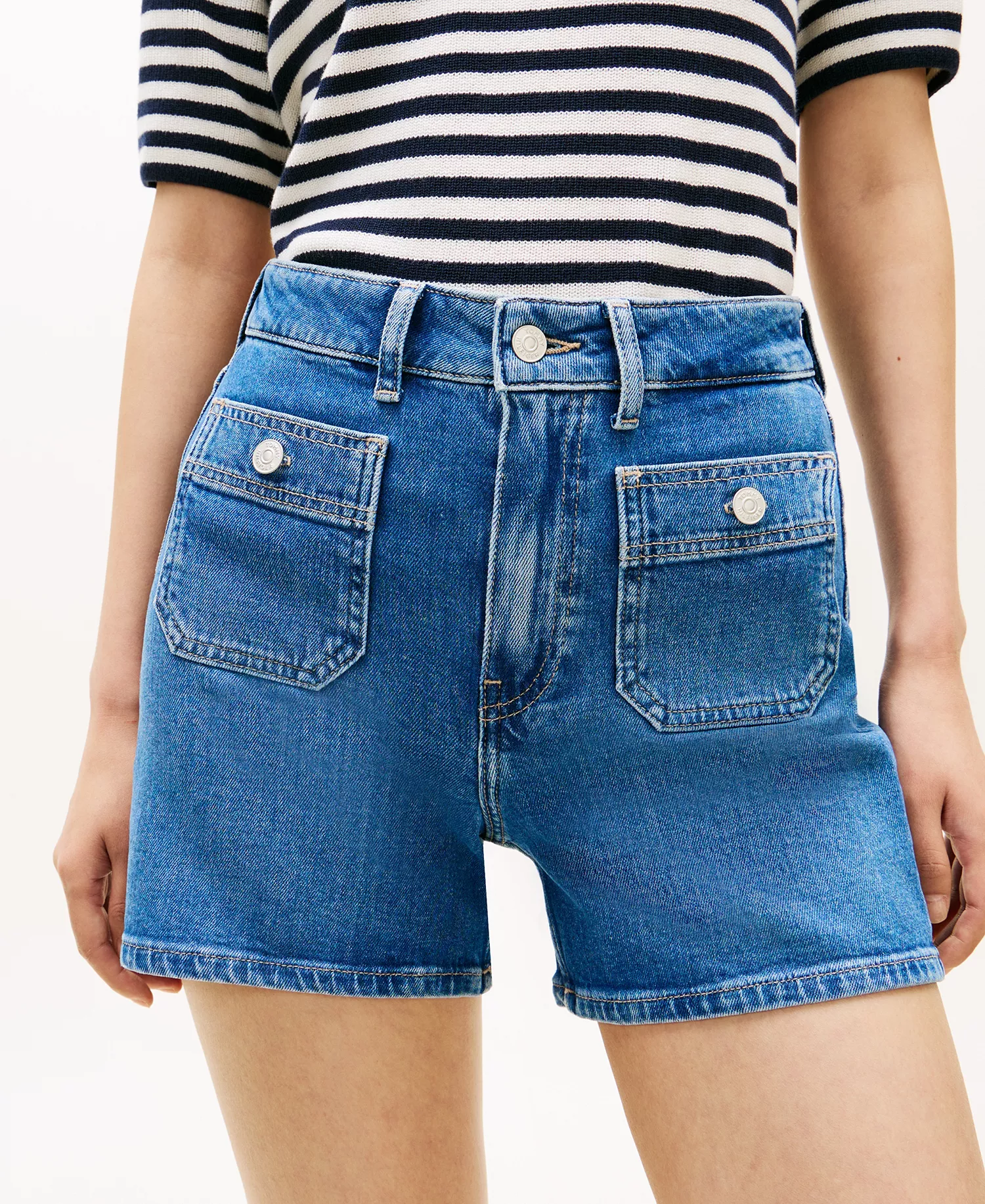 Women's Patch Pocket Denim Shorts - Nos Mid Blue - 10
