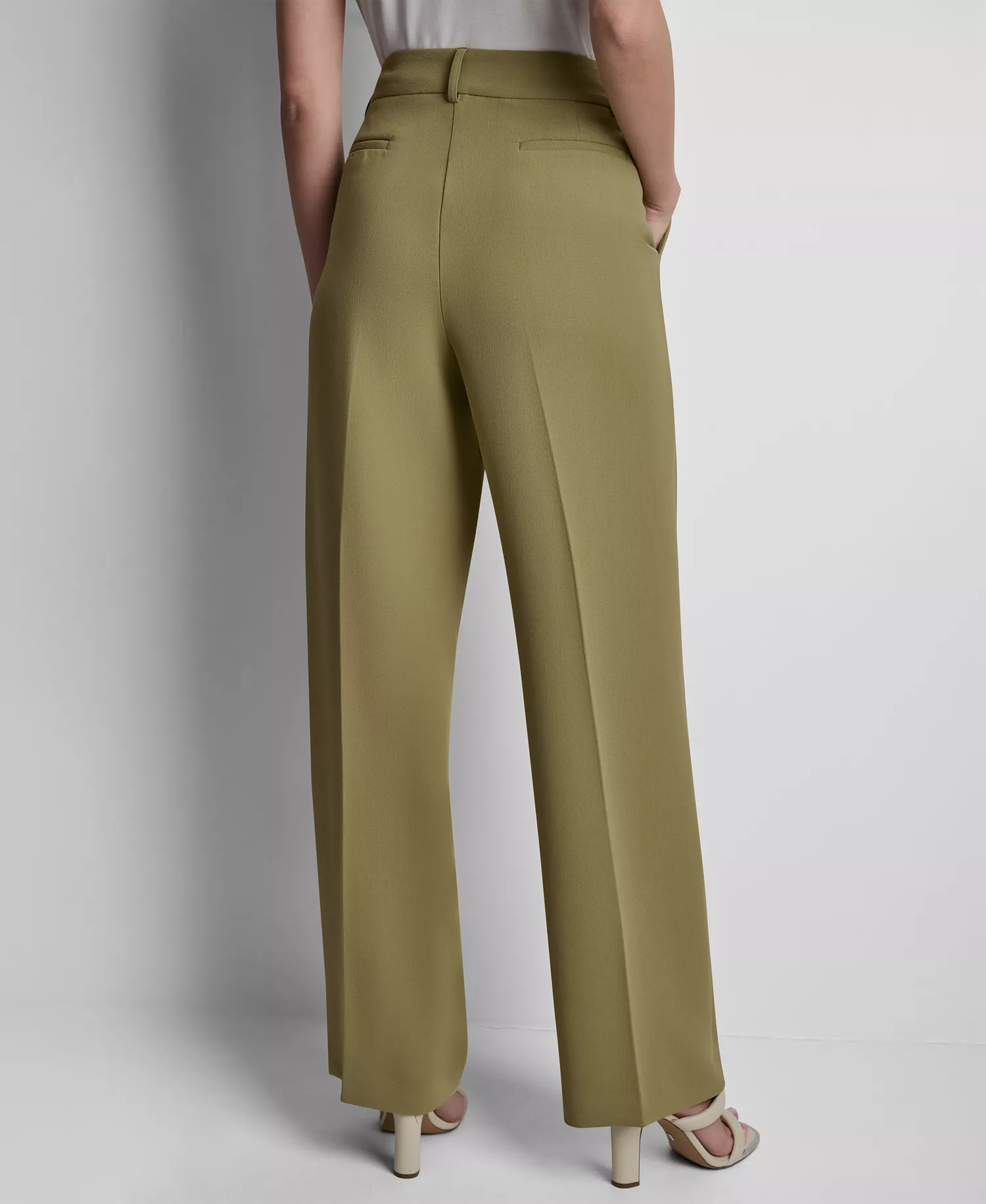 Petite Textured Mid-Rise Trousers - Sage - 0P