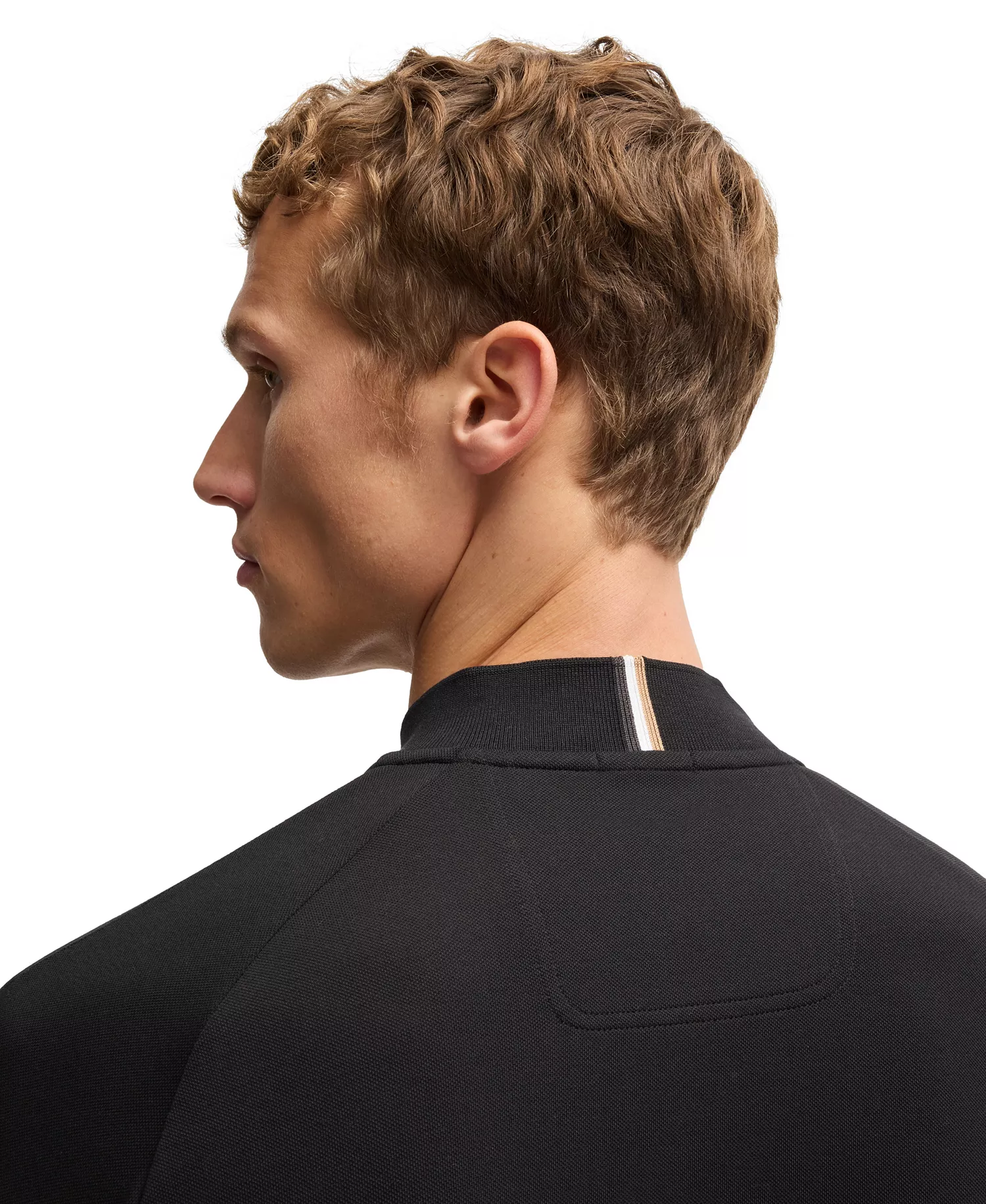 Men's Block Stripe Active Cotton-Blend Polo Shirt - Black - 2XL