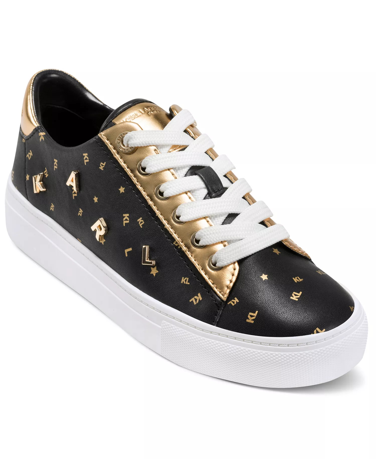 Women's Cate Foil Lace Up Sneakers - Black/Gold - 5