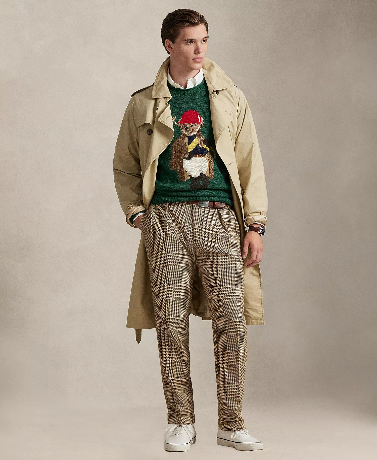 Men's Polo Bear Roll Neck Sweater - New Forest - 2XL