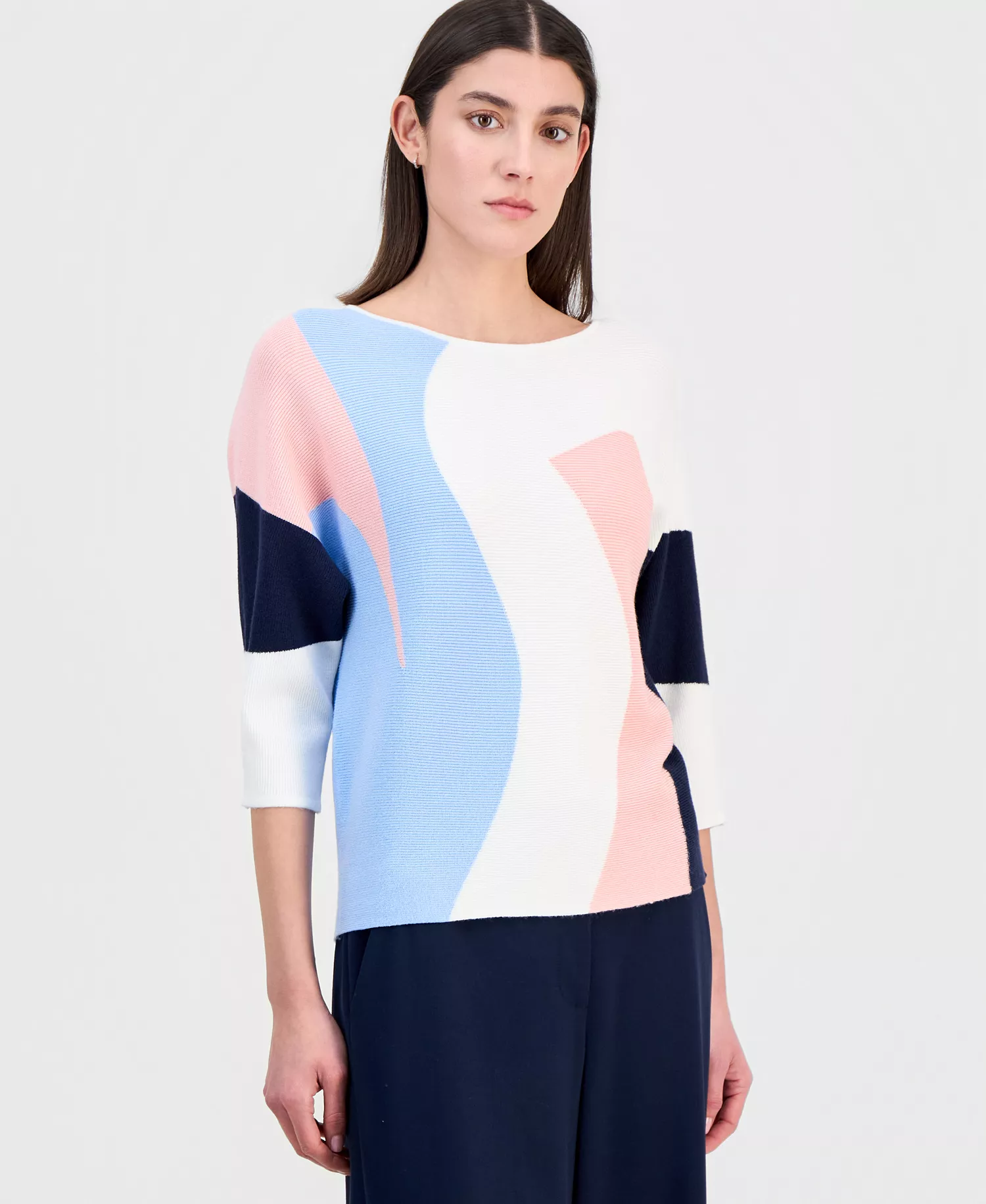 Women's Dolman-Sleeve Boat-Neck Sweater - Blue Lace - L