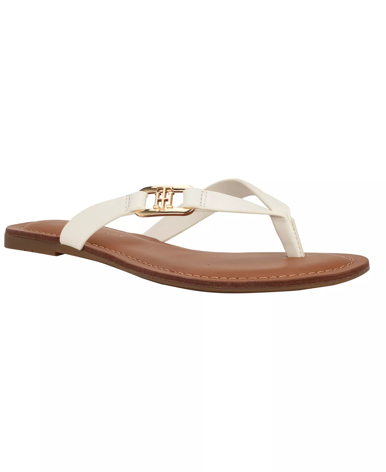 Women's Liande Logo Flat Thong Sandal - White - 5.5M