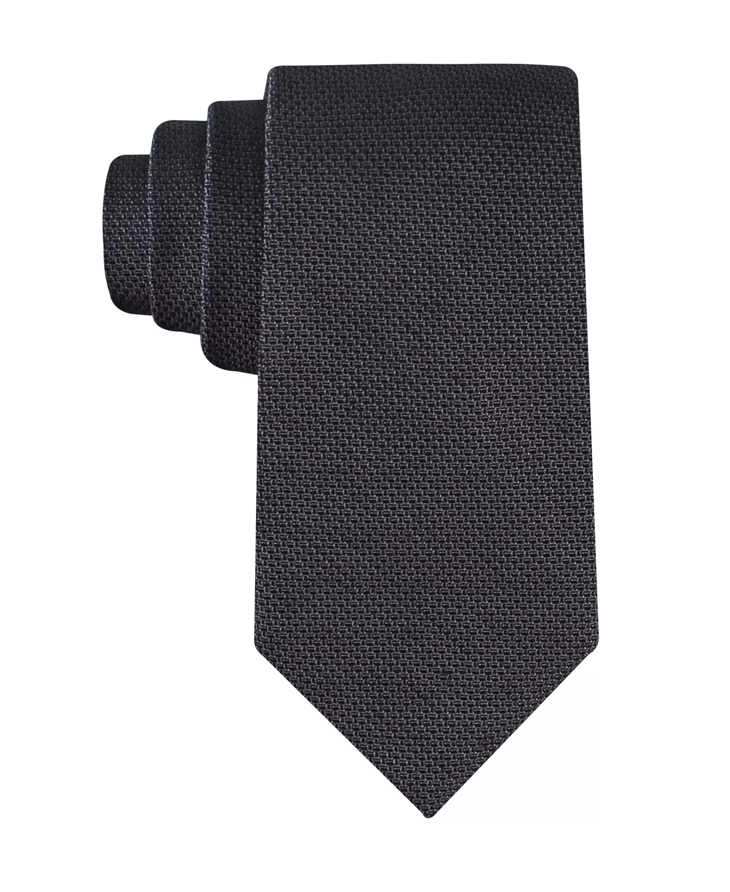 Men's Textured Solid Silk & Linen Blend Tie - Charcoal - ONE SIZE