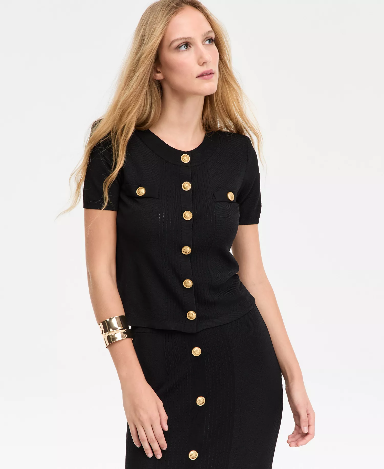 Women's Cropped Button-Front Cardigan, Macy's Exclusive - Deep Black - M