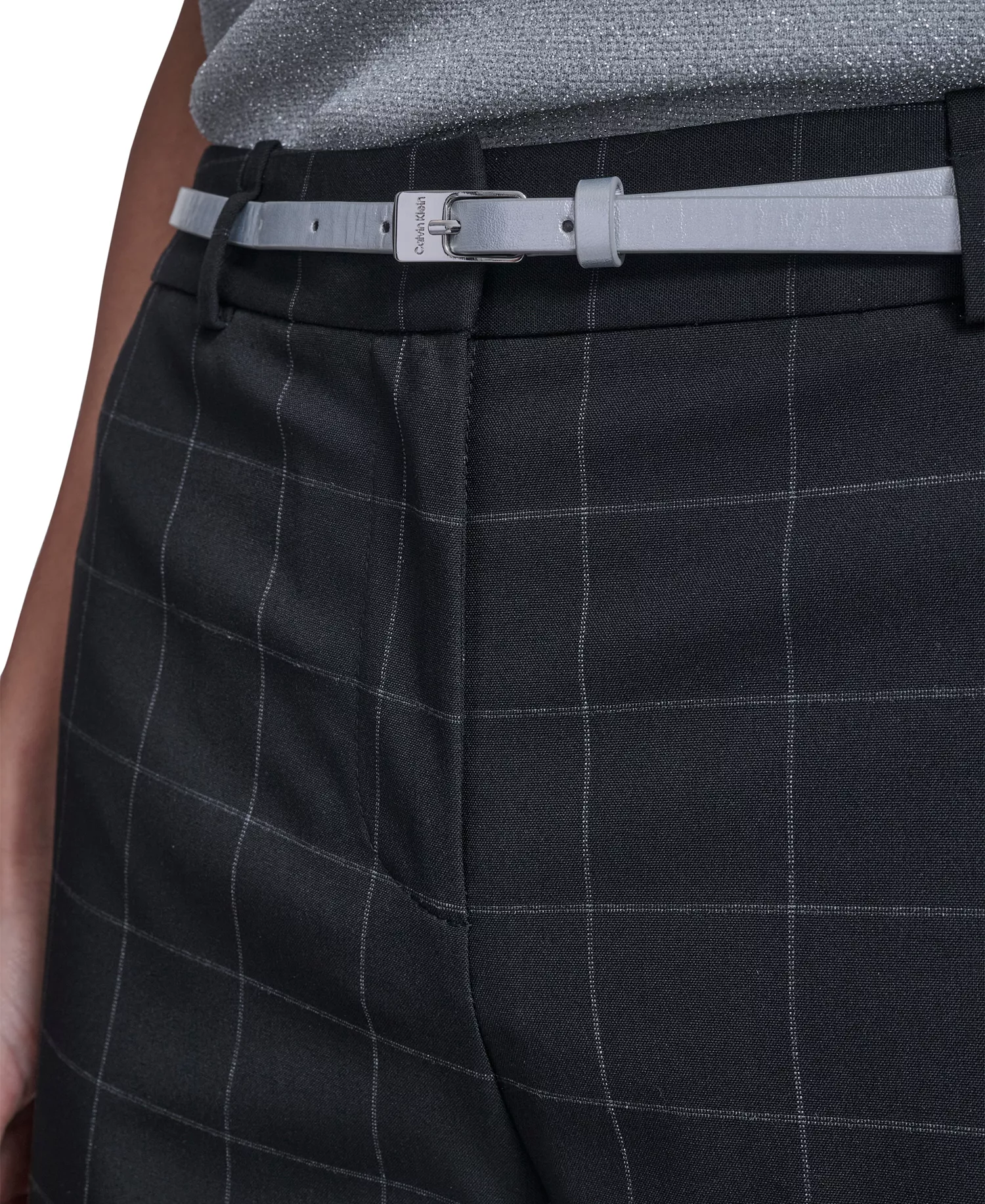 Women's Windowpane Wide-Leg Pants - Black/white - 10