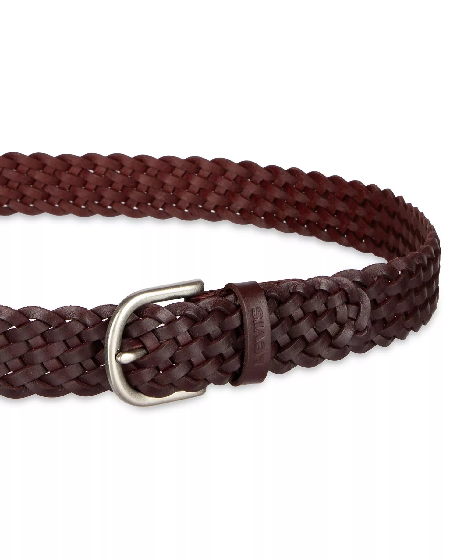 Women's Fully Adjustable Leather Braided Belt - Burgundy - Extra Large