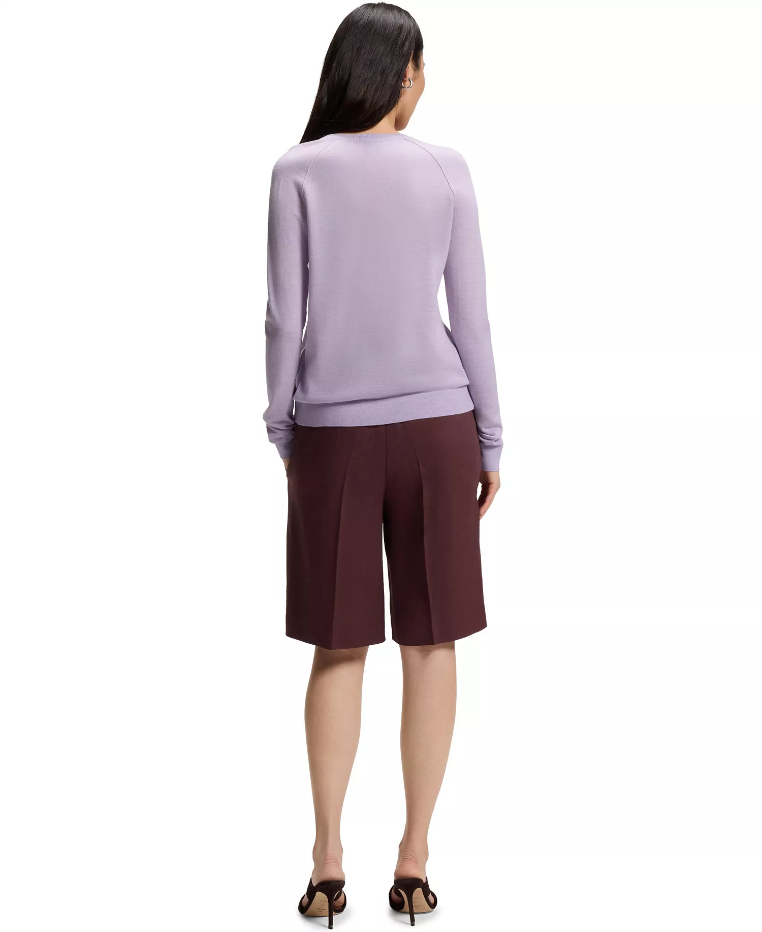 BOSS by Women's Extra-Fine Merino Wool Button-Up Cardigan Sweater - Open White - L