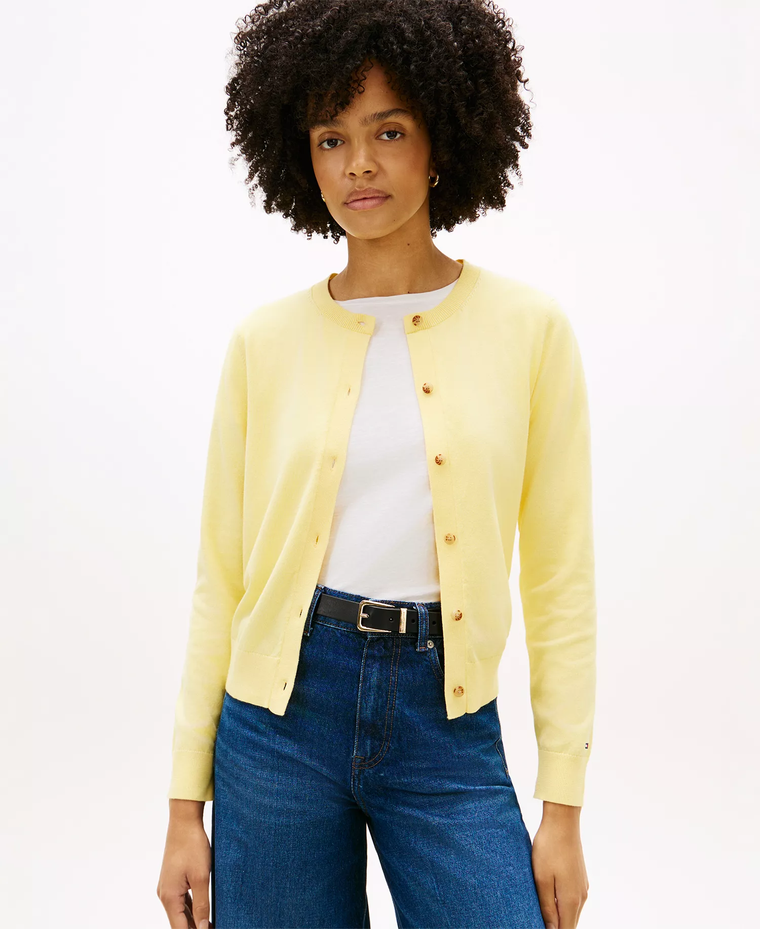 Women's Button-Front Knit Cardigan - Citronella - L