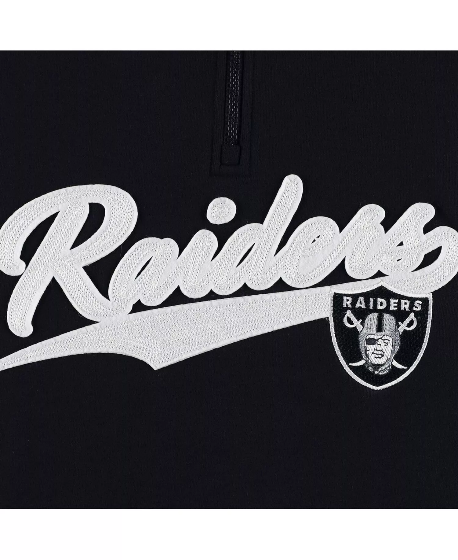 Men's Black, Silver Las Vegas Raiders Aiden Quarter-Zip Top - Black, Silver - 2XL