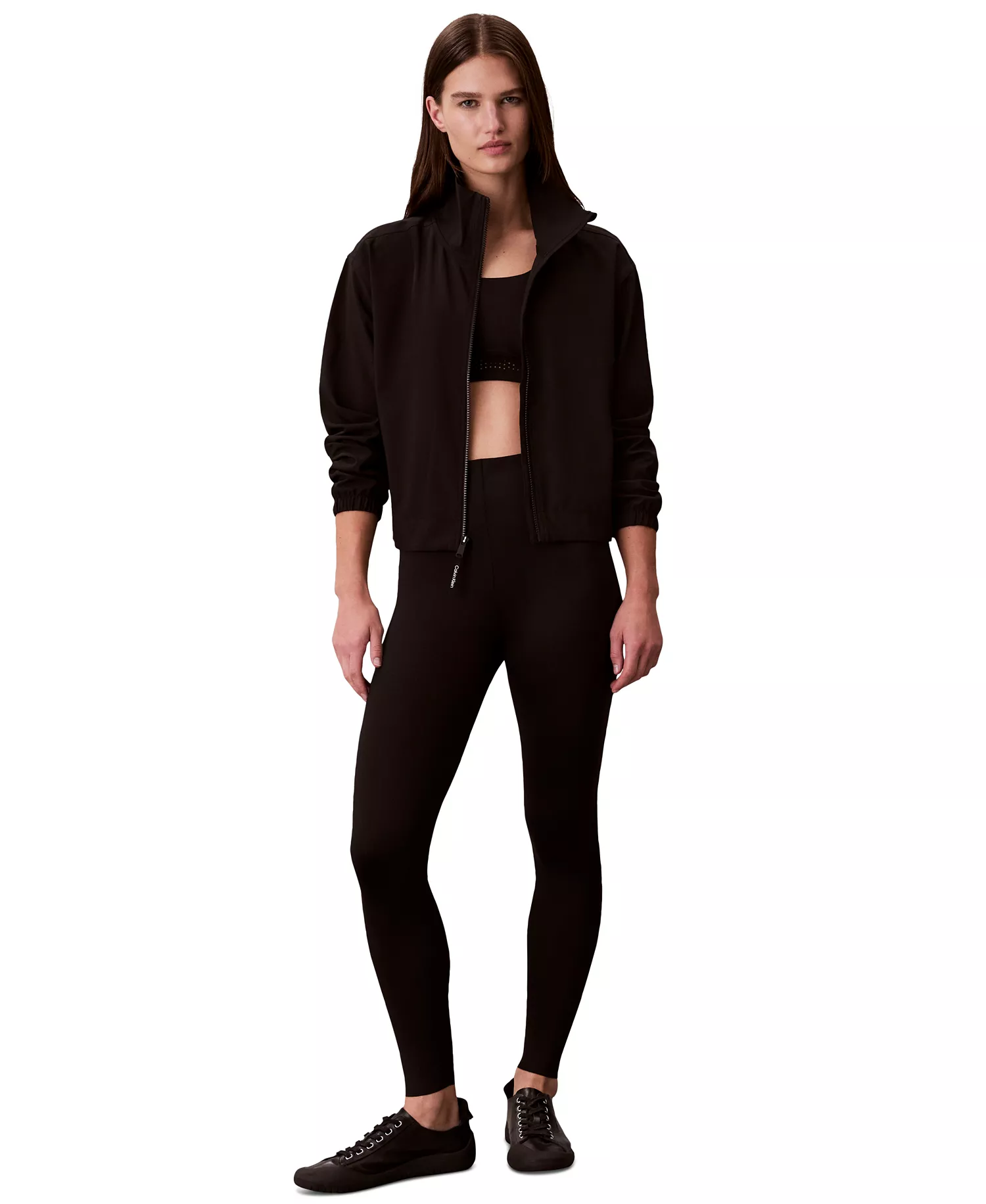 Women's Modern Sport Full-Zip Windbreaker Jacket - Black - 2XL