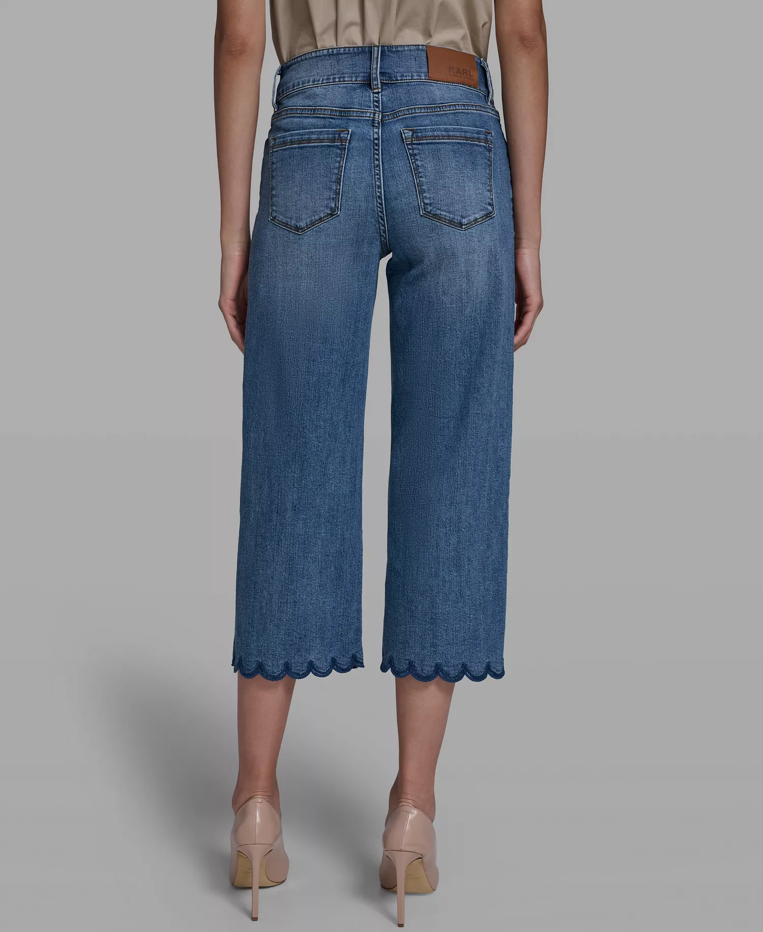 Women's Scallop Cropped Denim Pants - Costal Blue - 0