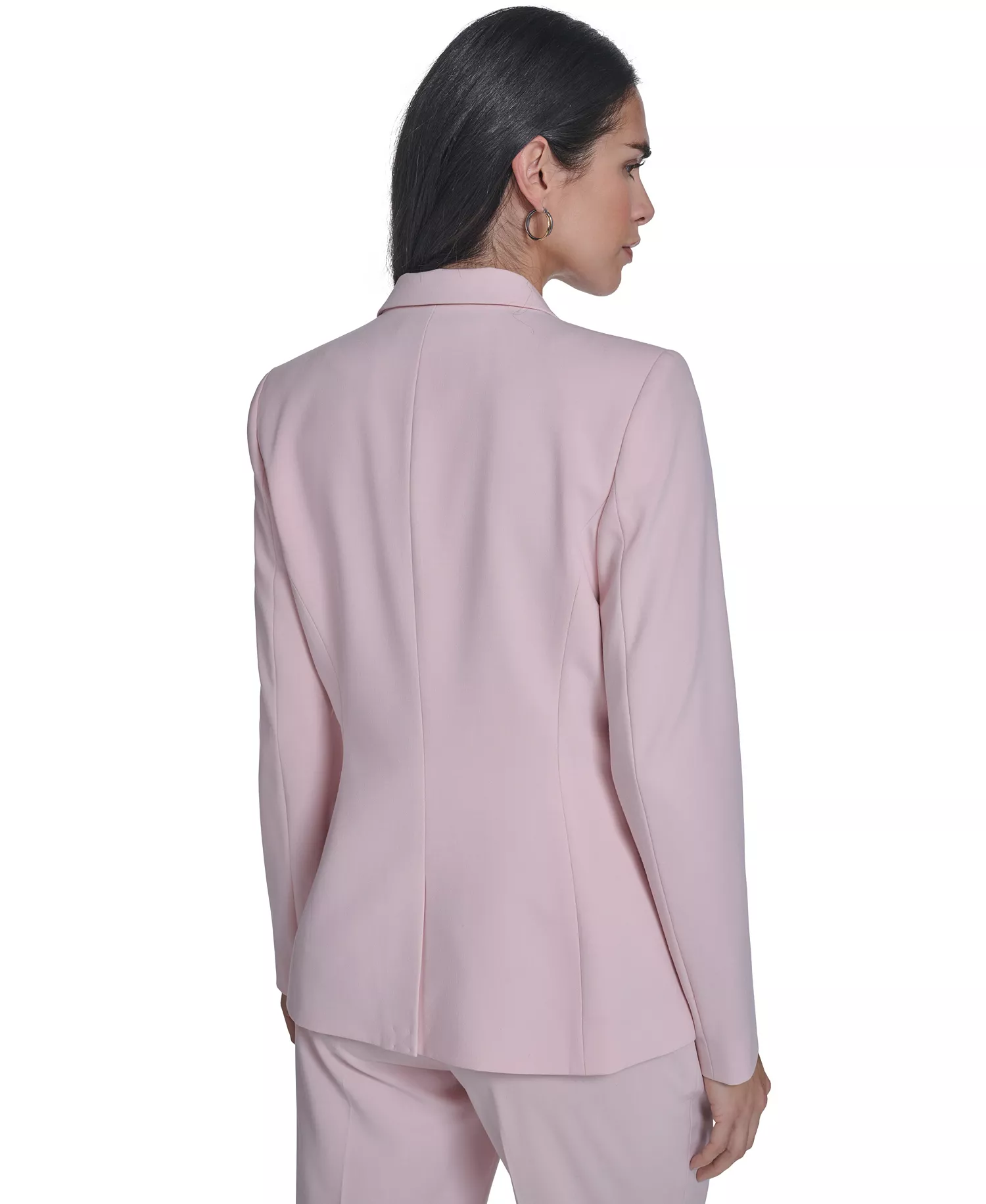 Calvin Klein Petite One-Button Blazer and Modern Straight Leg Pants - Latte/Petal Pink - 10P