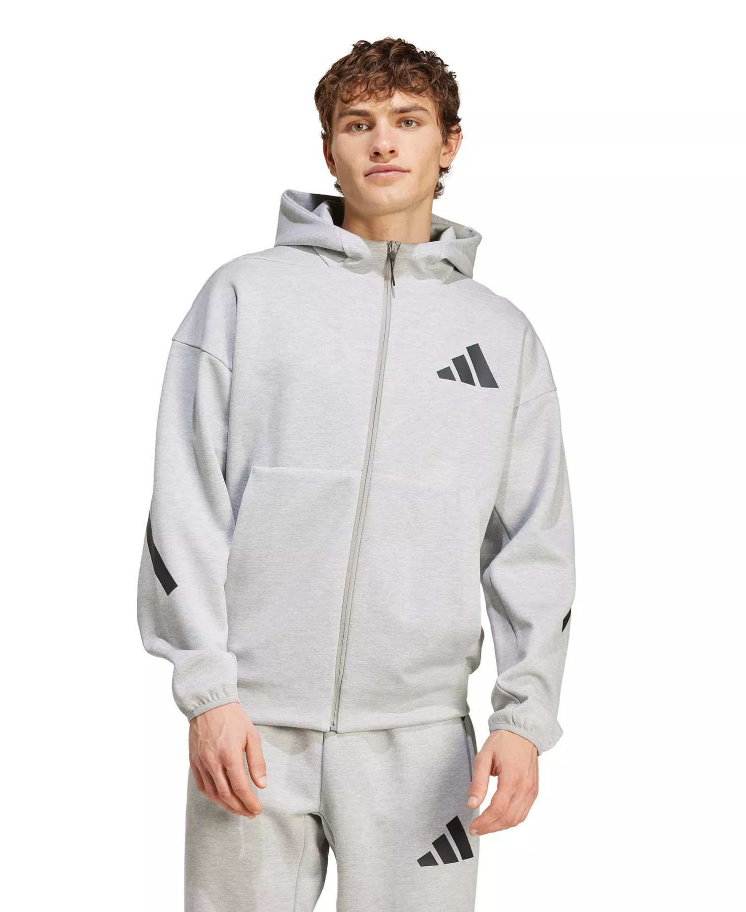 Men's Full Zip Hooded Sweatshirt - Gray heather - 2XL