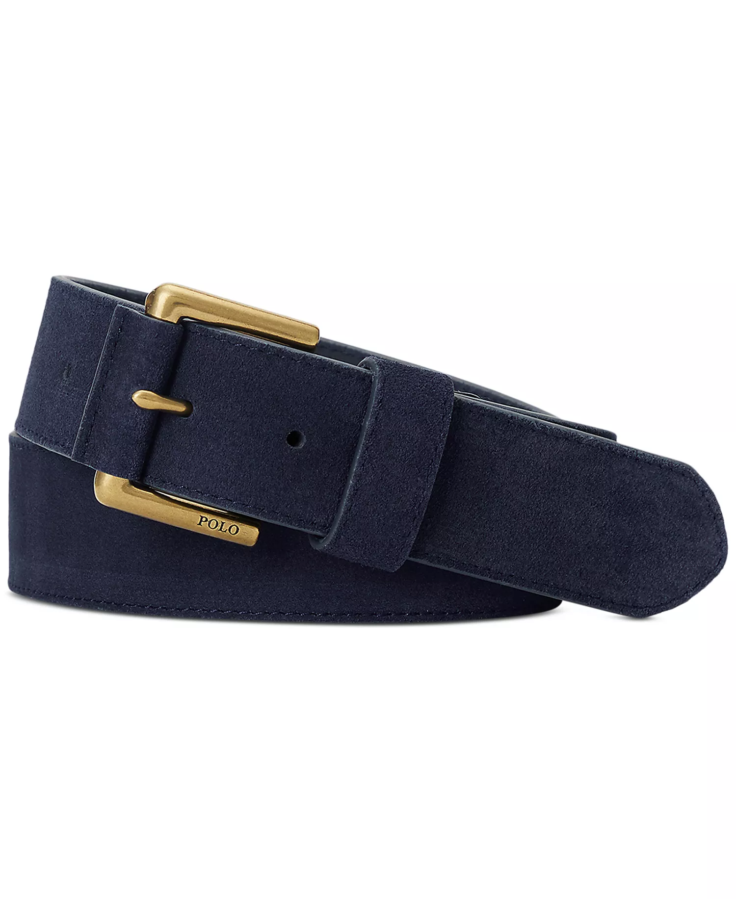 Men's Roller-Buckle Suede Belt - Navy - 32