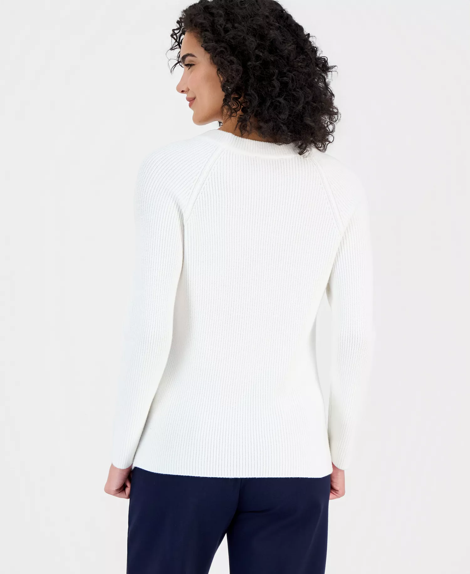 Women's Studded Crewneck Sweater - White Star - L