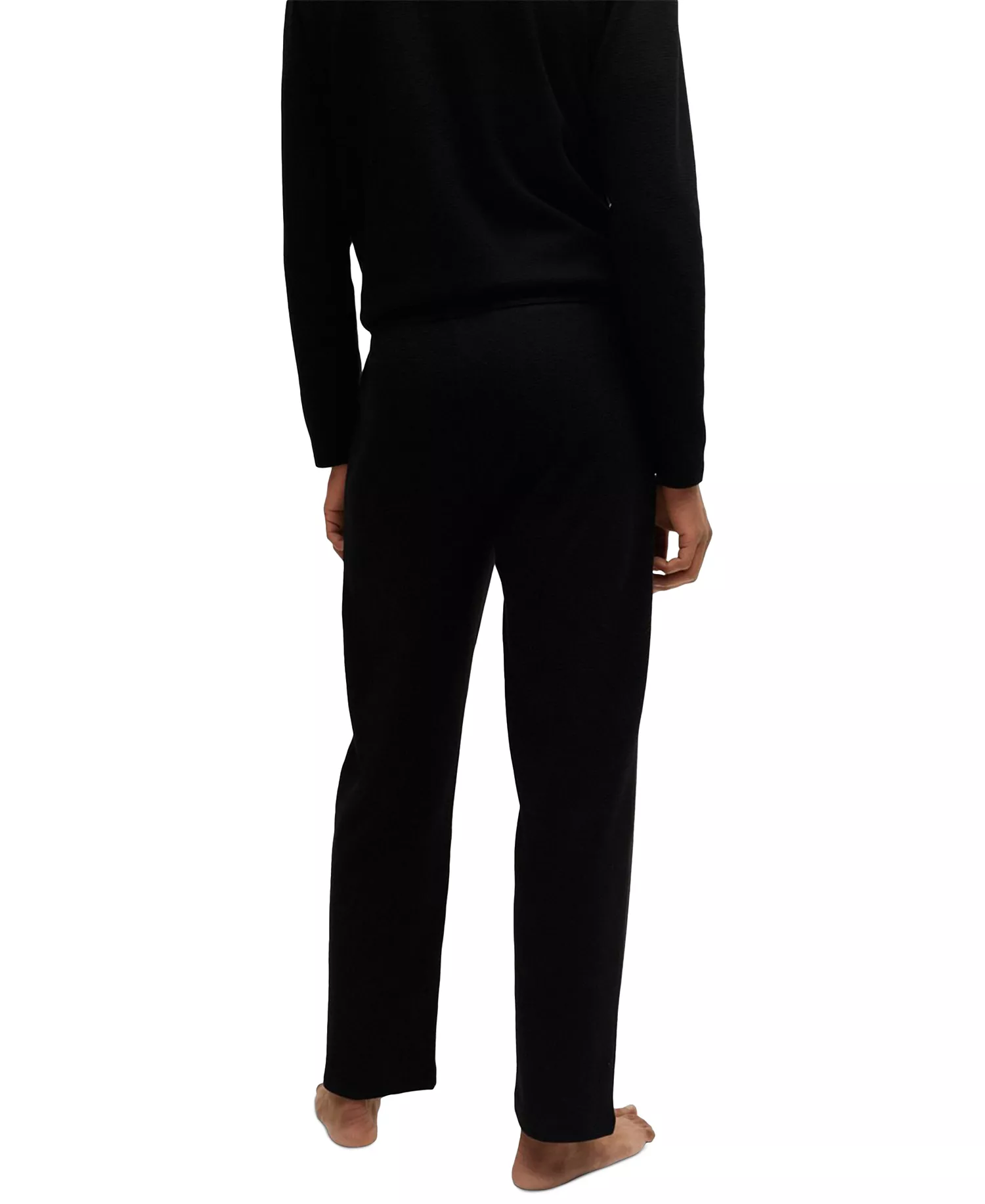 Men's Waffle-Knit Drawstring Pants - Black - M