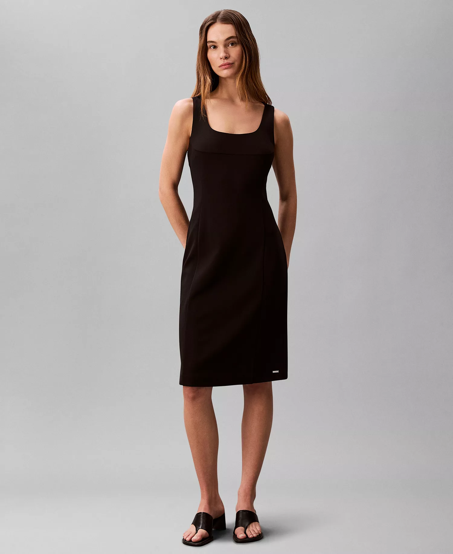 Women's Sleeveless Scoop Neck Dress - Black - L