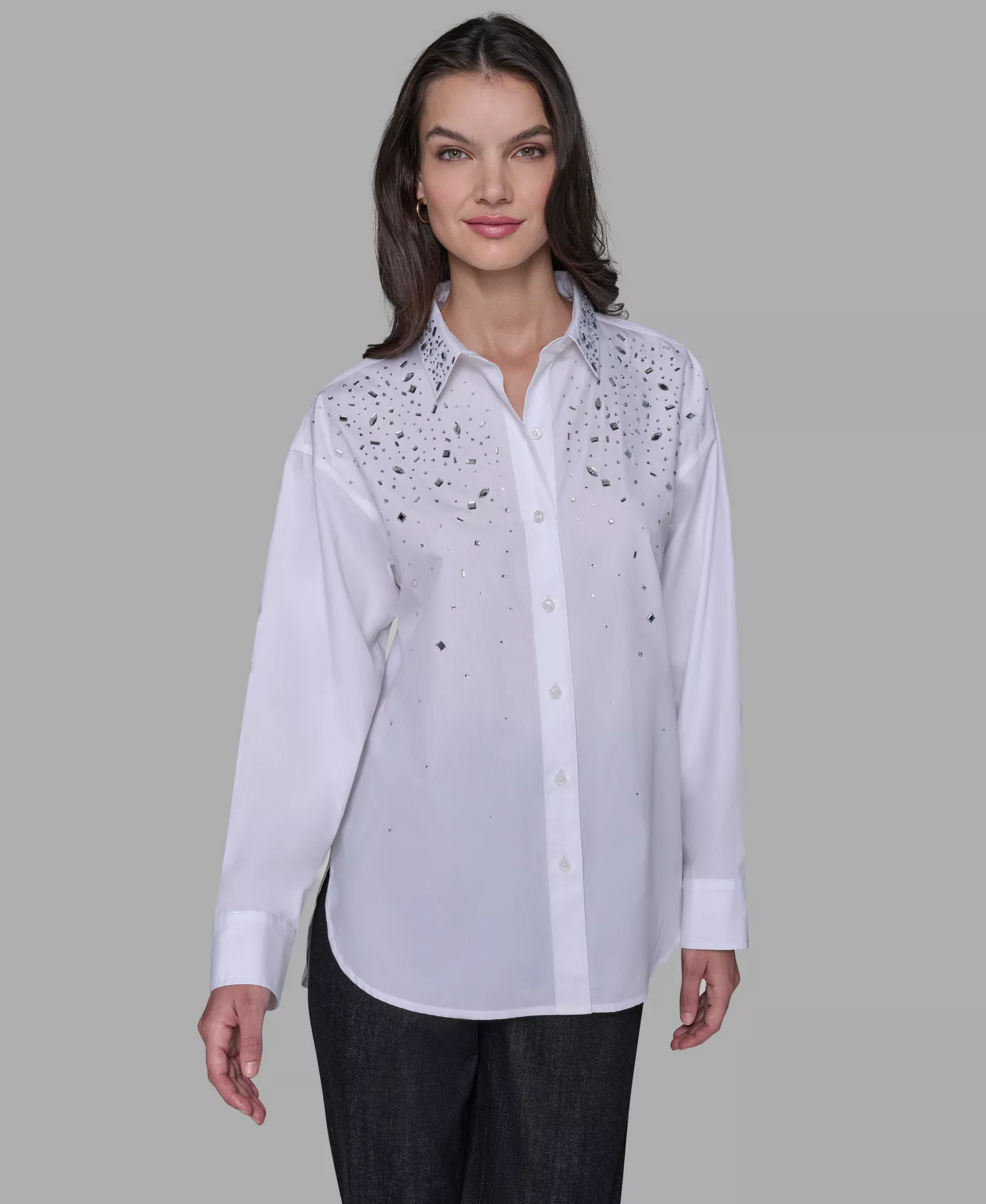 Women's Hot Fix Poplin Top - Soft White - XXS
