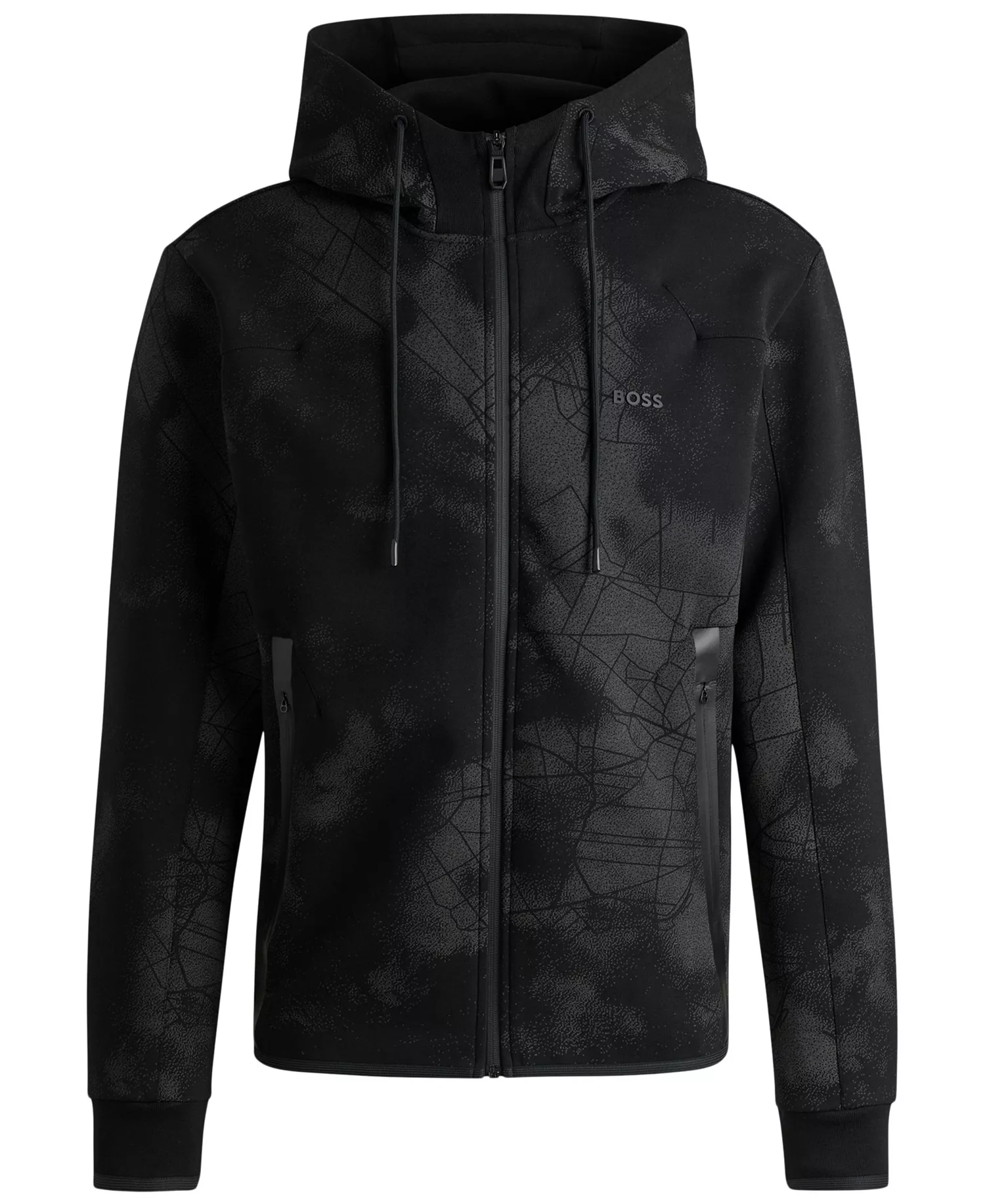 Men’s Reflective Artwork Zip-Up Hoodie - Black - 2XL