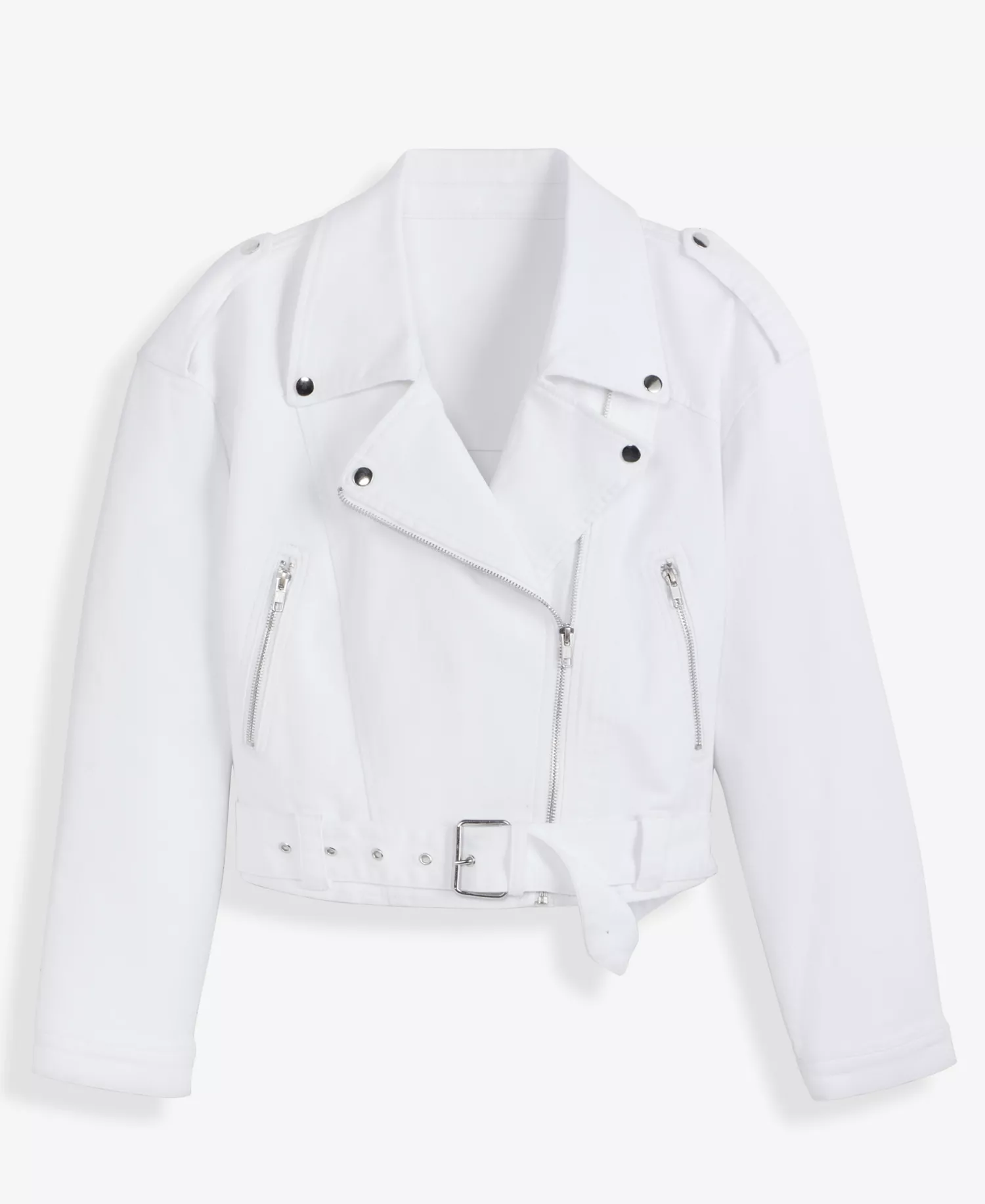 Women's Belted Moto Jacket, Macy's Exclusive - Bright White - L