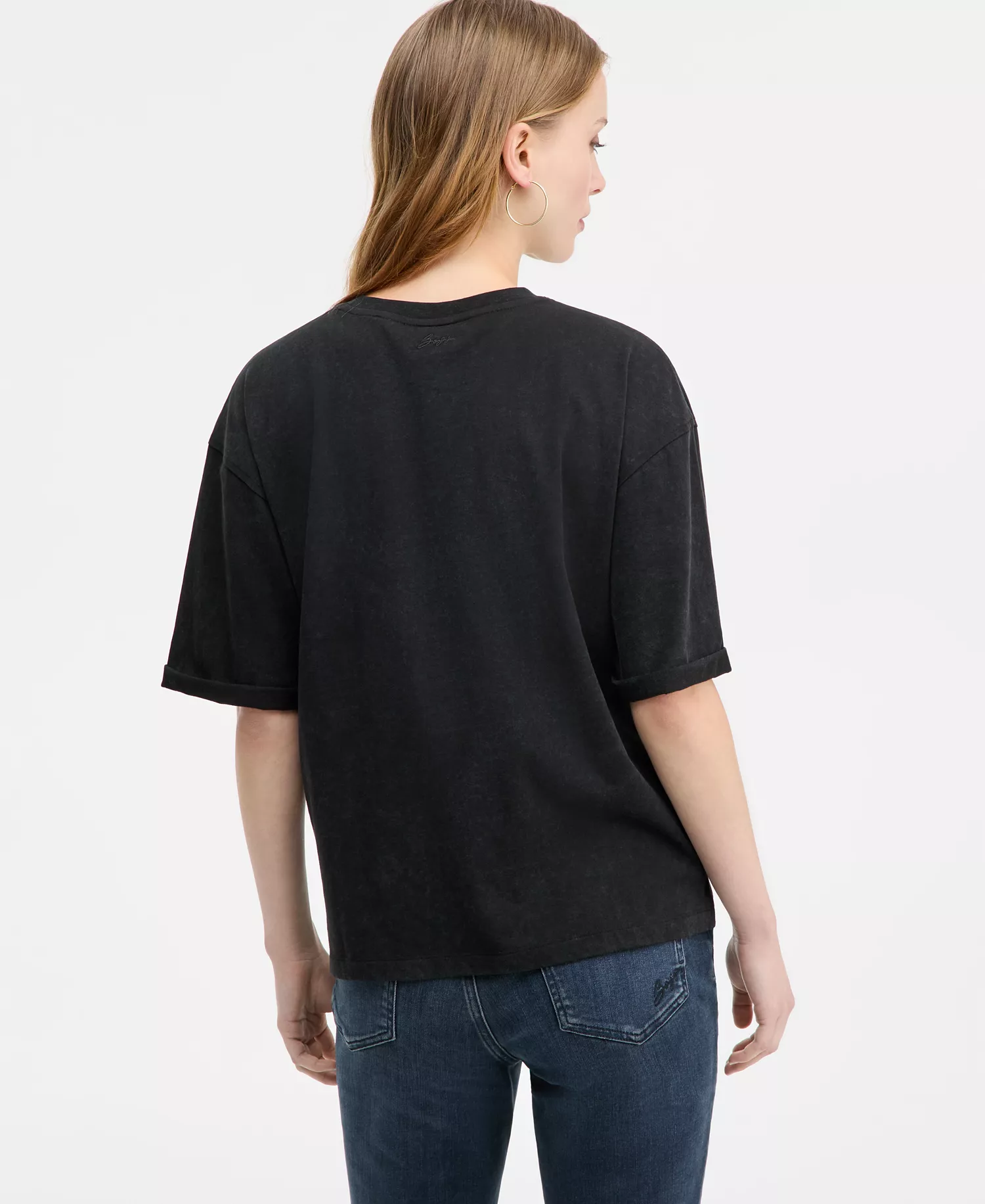 Women's Short-Sleeve Studded Party T-Shirt - Black - L