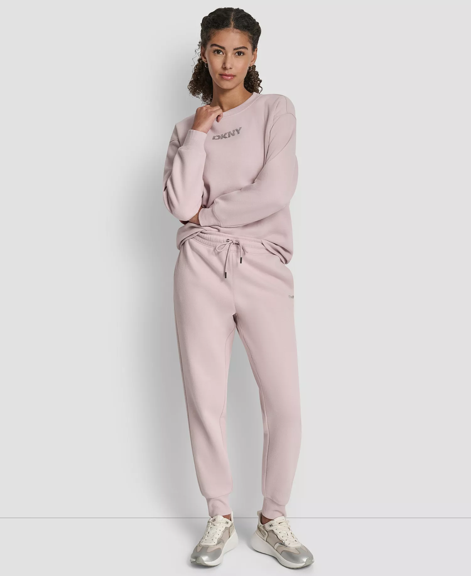 Women's Rhinestone Logo Cuffed Jogger - Allure - L