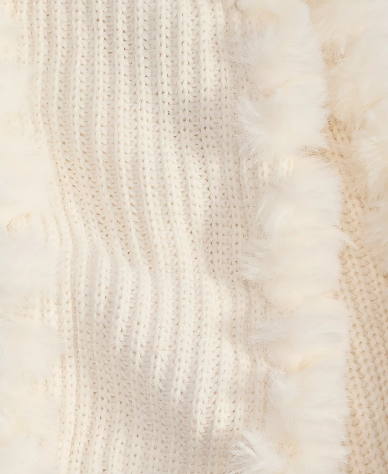 Knit Muffler with Faux Fur Trim, Macy's Exclusive - Ivory - ONE SIZE