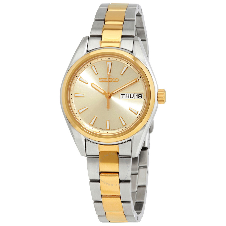 Seiko Quartz Gold Dial Two-tone Ladies Watch