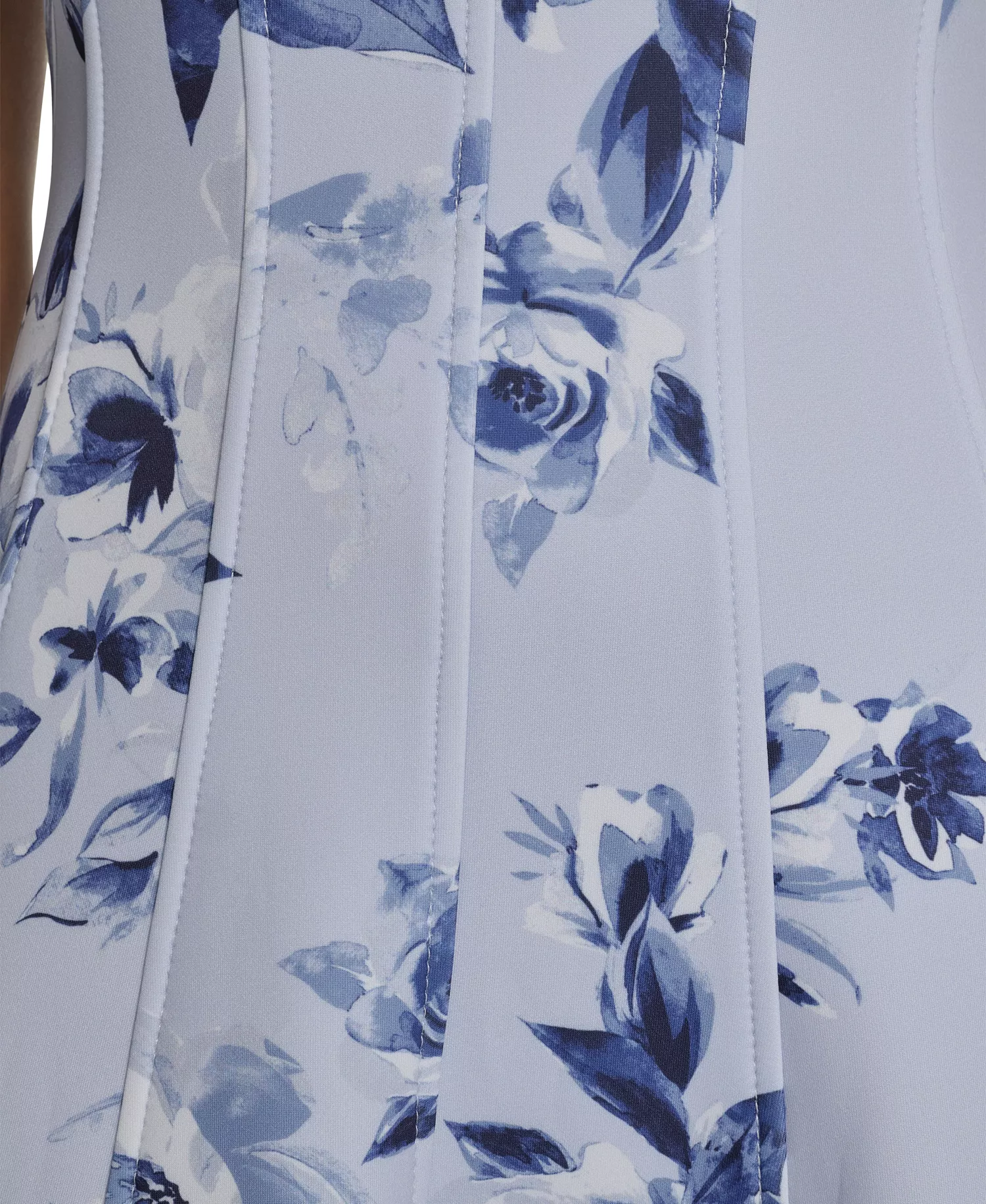 Women's Printed Fit and Flare V-Neck Dress - Chambray Multi - 10