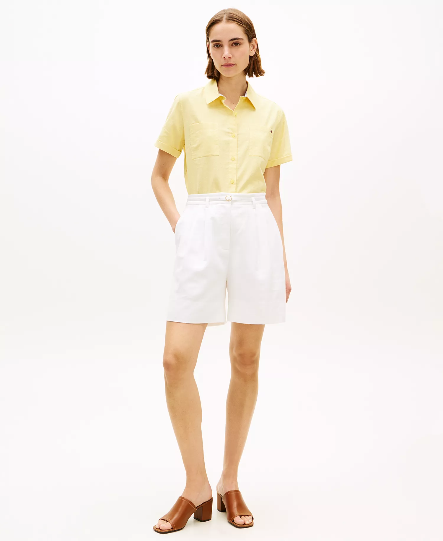 Women's Linen Short-Sleeve Shirt - Citronella - L
