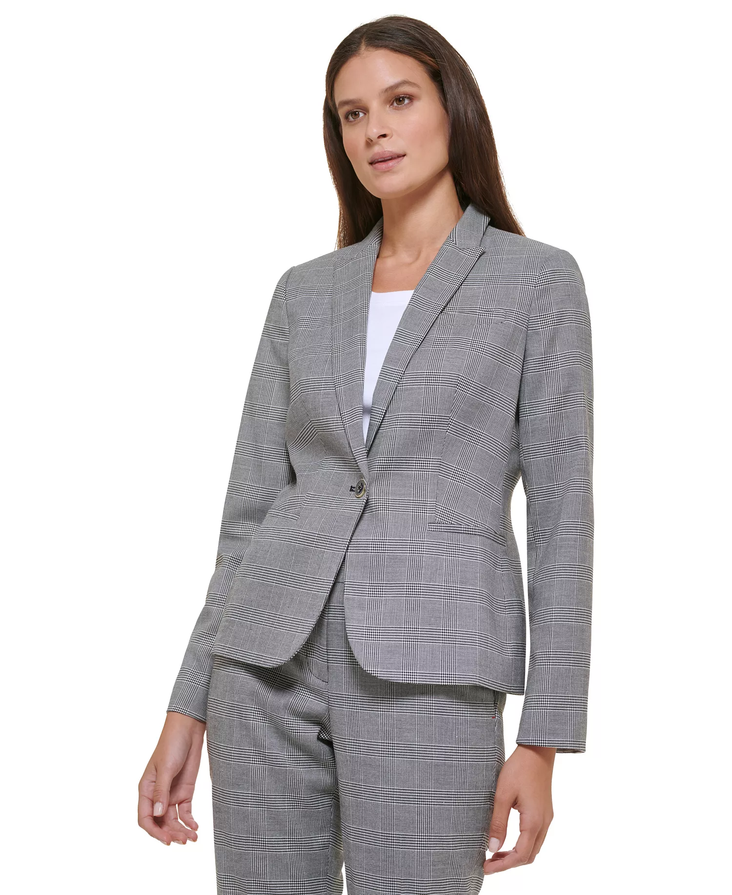 Women's Glen Plaid Single-Button Blazer - Glen Plaid - 0