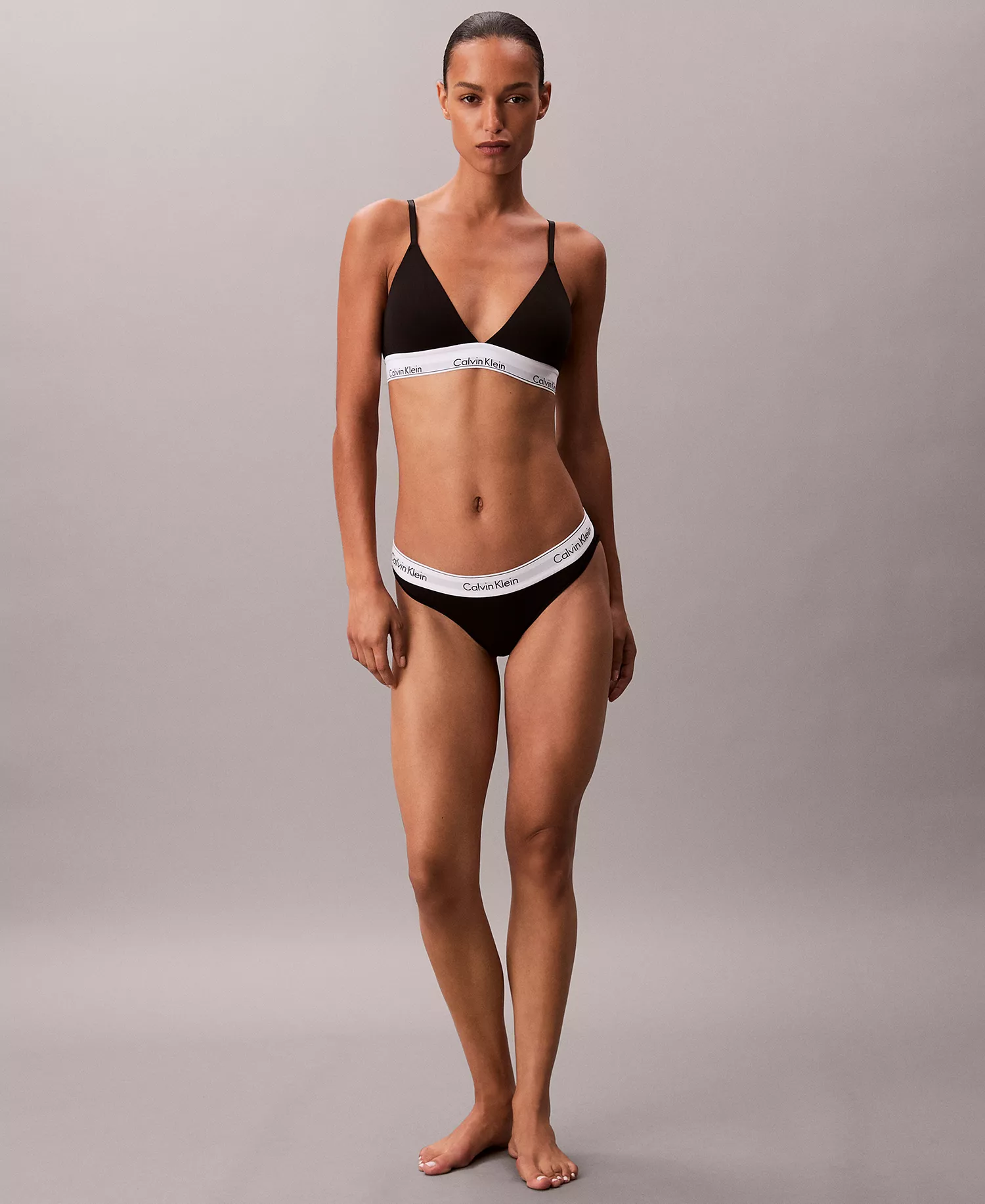 Women's Icon Cotton-Modal Lightly Lined Triangle Bralette QF8498 - Black - L