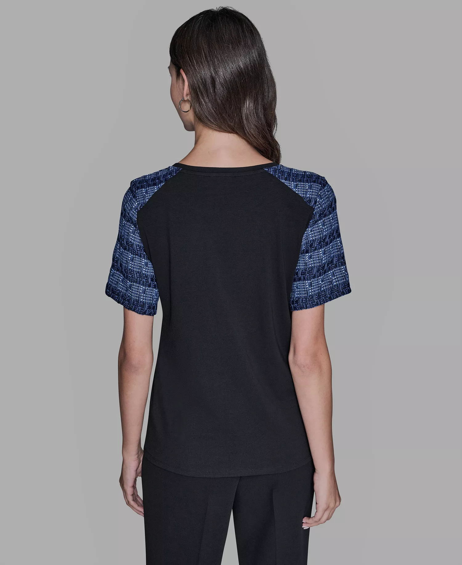 Women's Raglan Short-Sleeve Blouse - Black - L