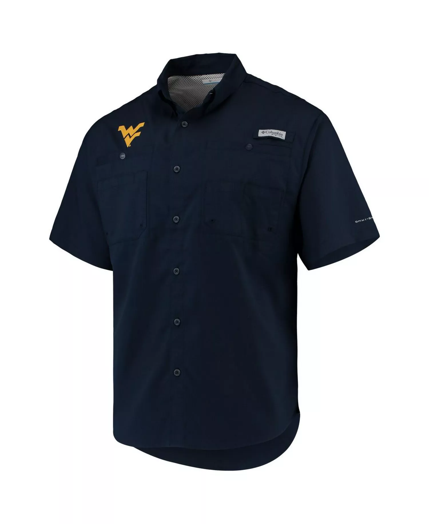 Men's Navy West Virginia Mountaineers PFG Tamiami Omni-Shade Button-Down Shirt - Navy - L