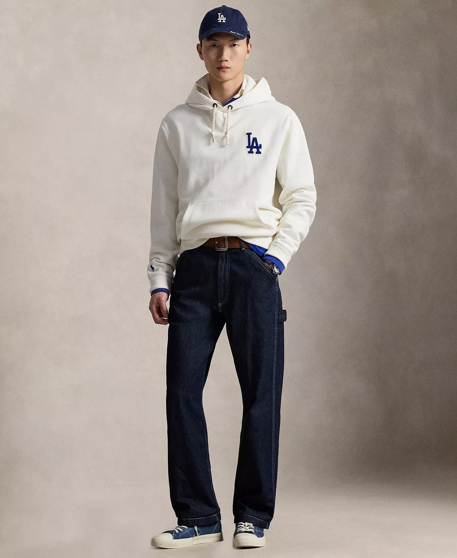 Men's Logo Patch Hooded Sweatshirt - Deckwash White - 2XL