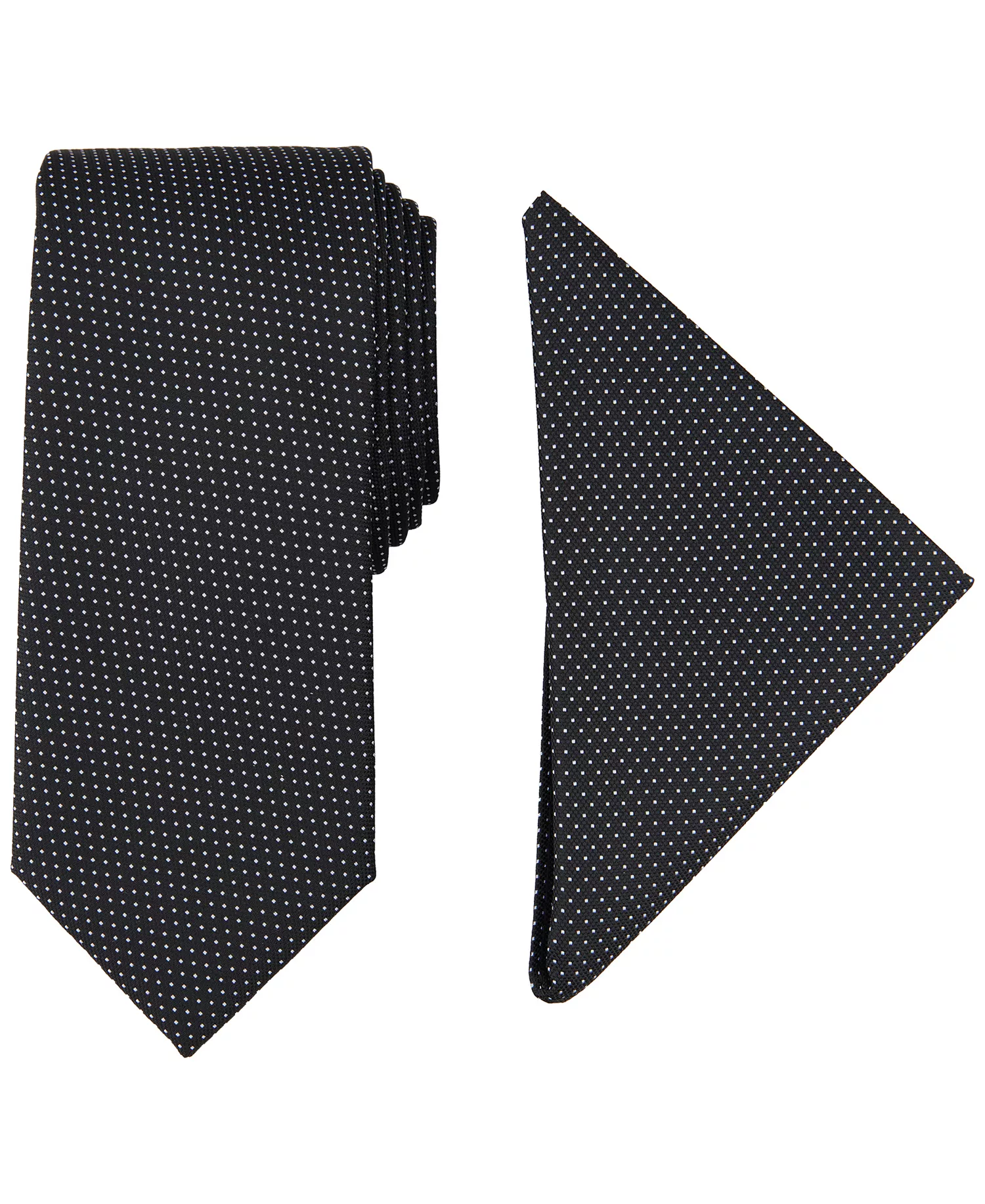 Men's Tjorn Dot Te & Pocket Square Set - Black - ONE SIZE