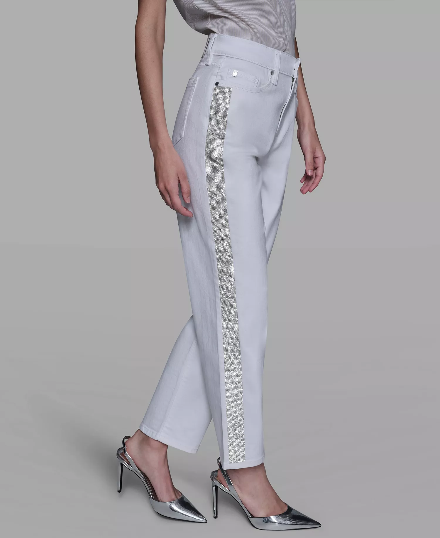 Women's Stripe Detail Jeans - White - 0