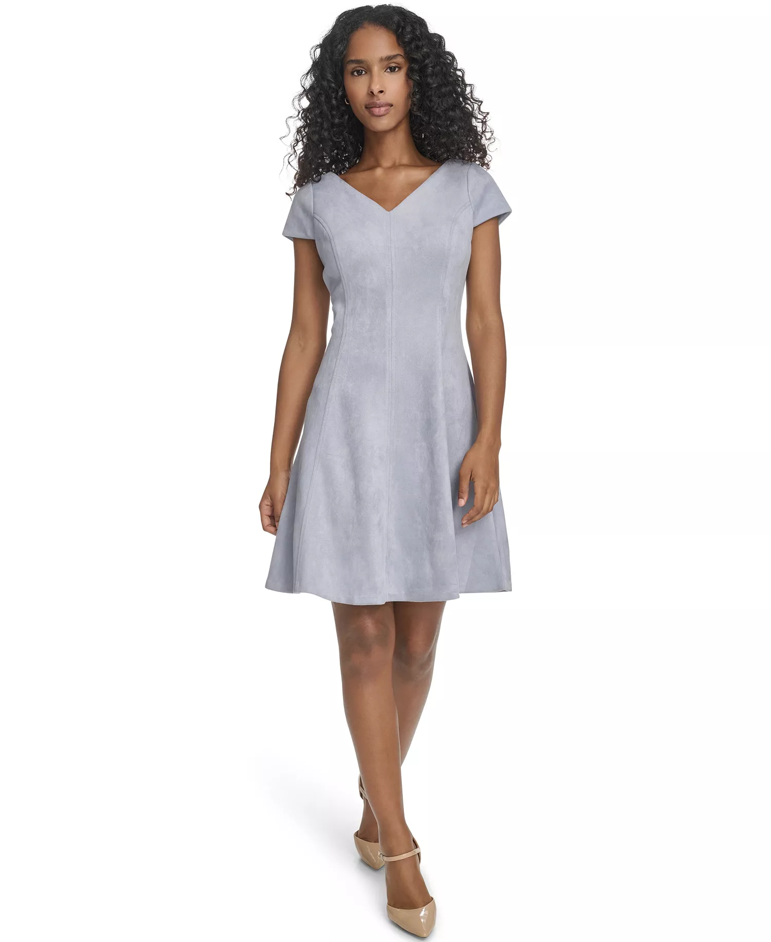 Women's Petite Short-Sleeve A-Line Dress - Slate - 0P