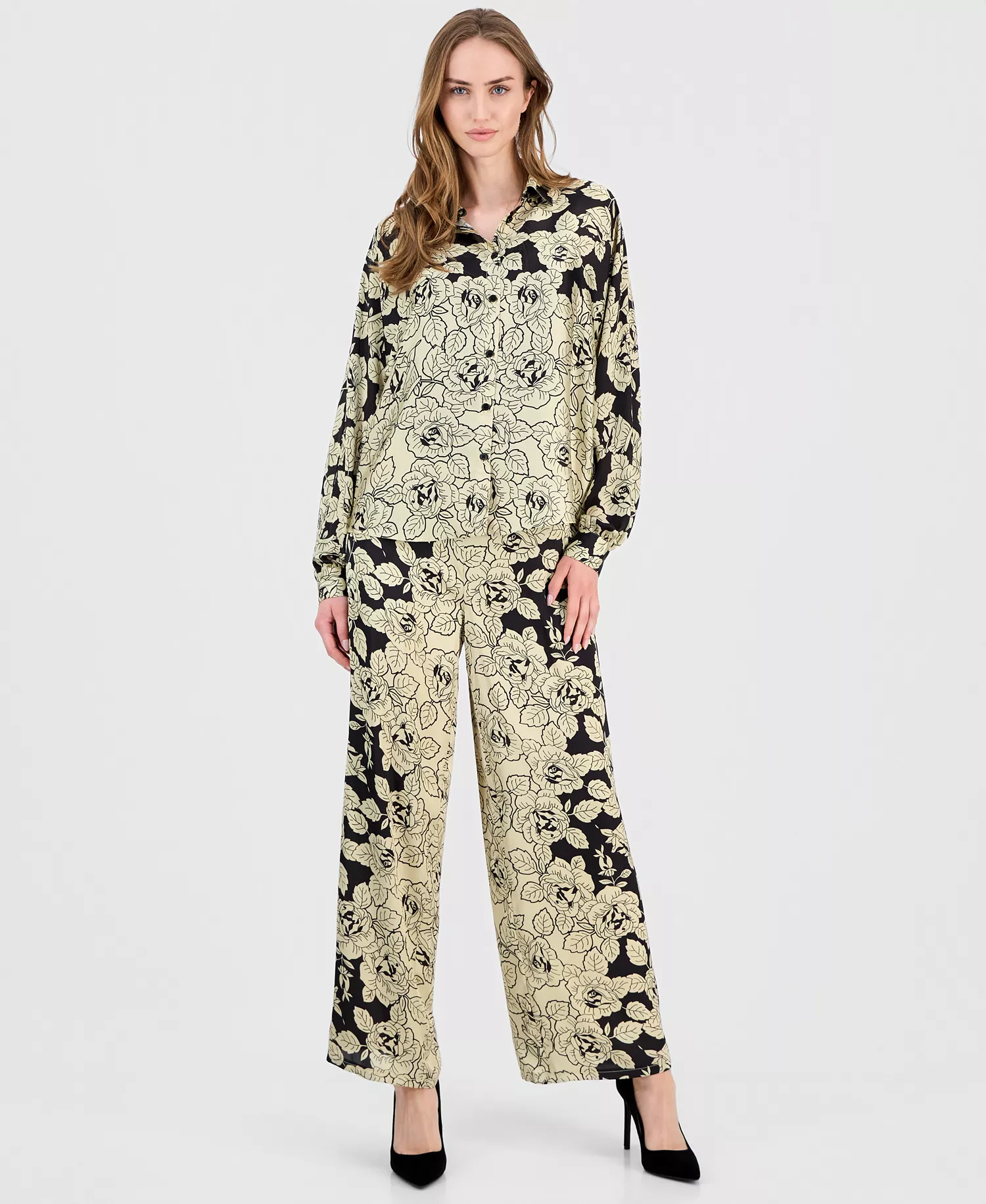 Women's Printed Dolman-Sleeve Blouse - Golden Roses  Place Print - L